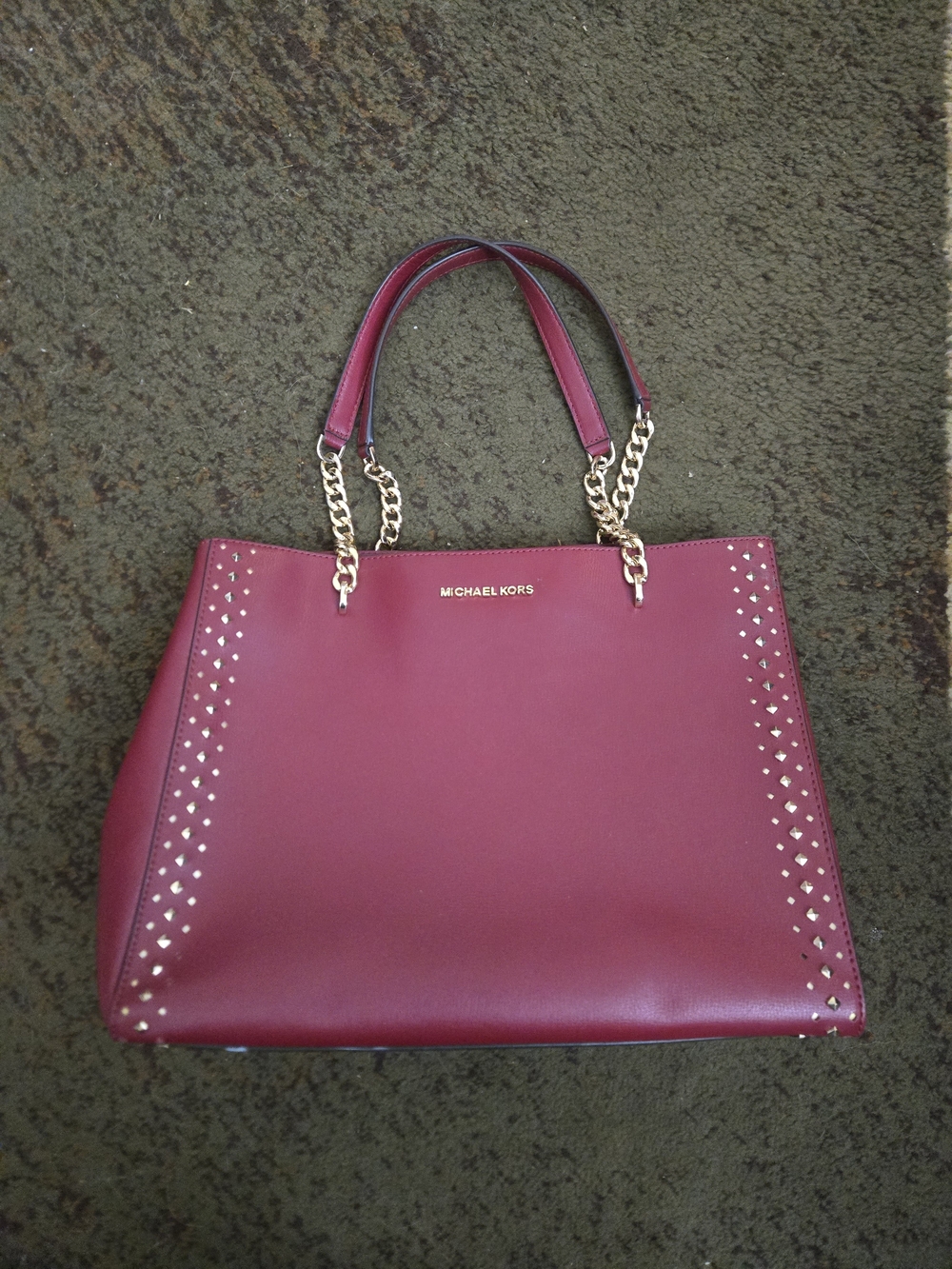 Michael Kors Ellis Large Studded Leather Chain Tote Bag